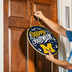 University Of Michigan Halloween Round Door Décor with Hanging Rope, 1, Collegiate, Home