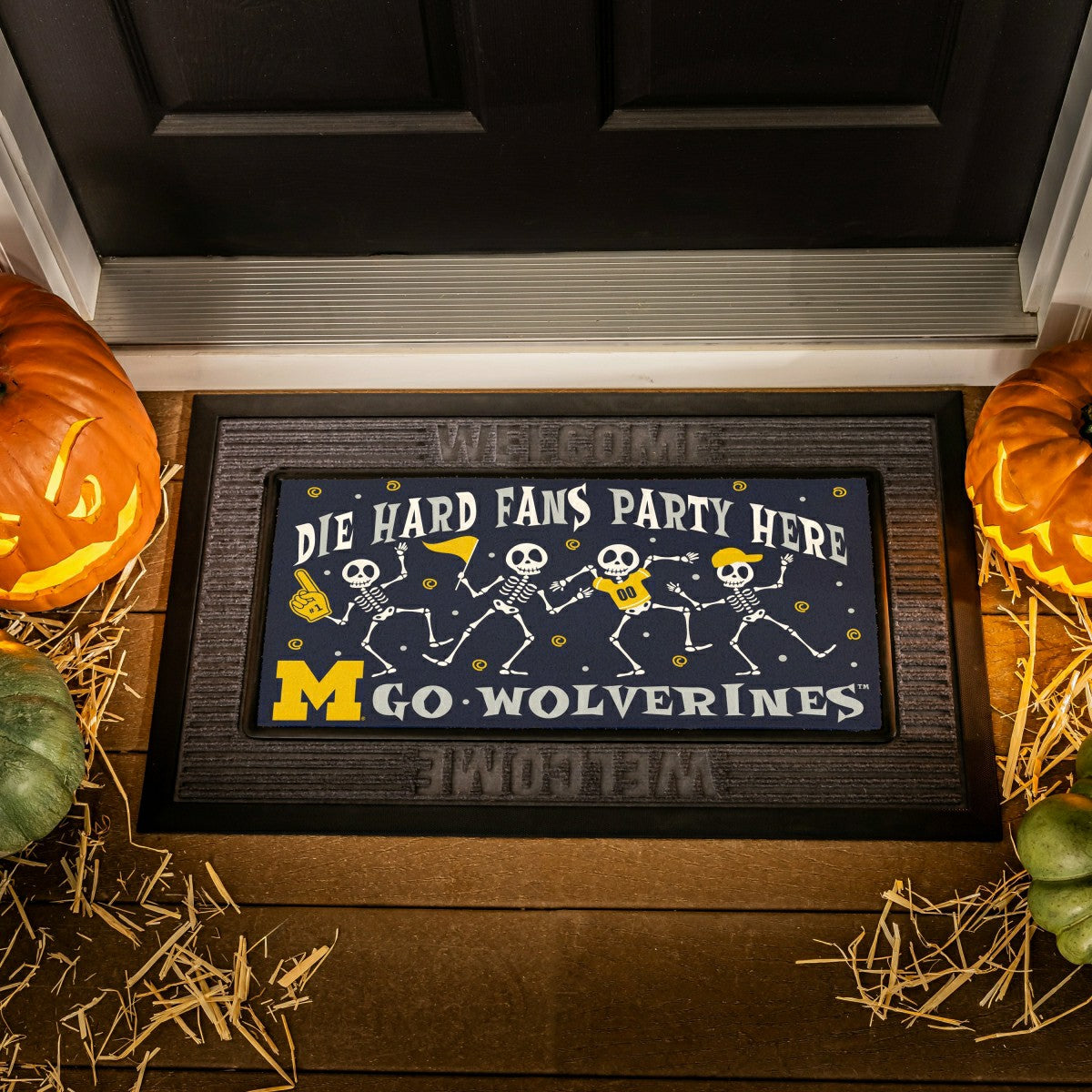 University Of Michigan Flocked Coir Halloween Sassafras Switch Mat, 22, Collegiate