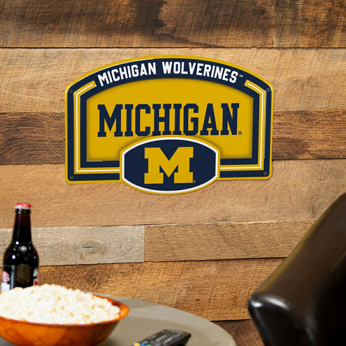 University Of Michigan USA Embossed Steel Wall Sign, 11" x 17", Collegiate, Home