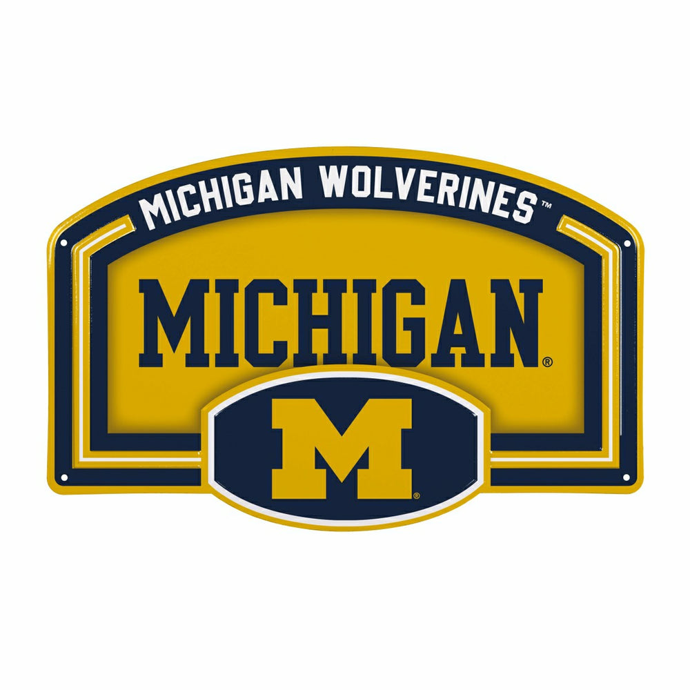 University Of Michigan USA Embossed Steel Wall Sign, 11" x 17", Collegiate, Home