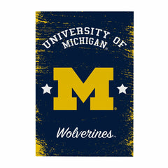 University Of Michigan Wood Wall Sign, 16x24, Collegiate, Home