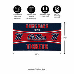 28" x 16" PVC Trapper Mat, Come Back with Tickets, University of Missi, Collegiate