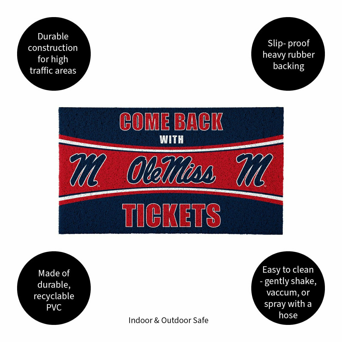 28" x 16" PVC Trapper Mat, Come Back with Tickets, University of Missi, Collegiate