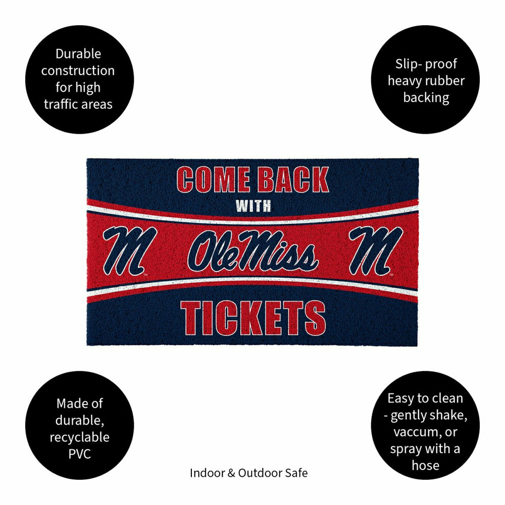 28" x 16" PVC Trapper Mat, Come Back with Tickets, University of Missi, Collegiate