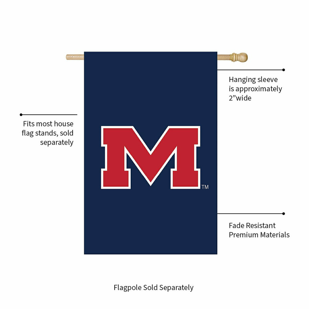 University of Mississippi Applique House Flag, Collegiate, Home