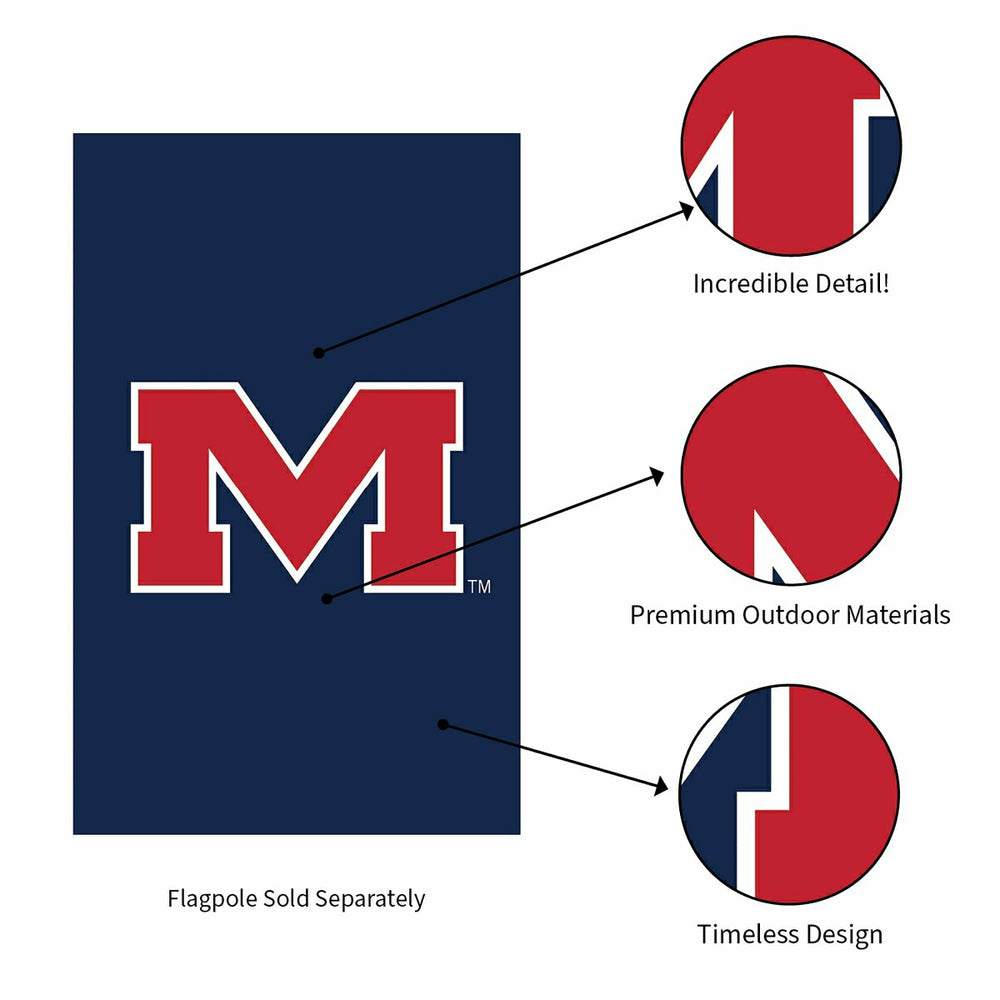 University of Mississippi Applique House Flag, Collegiate, Home