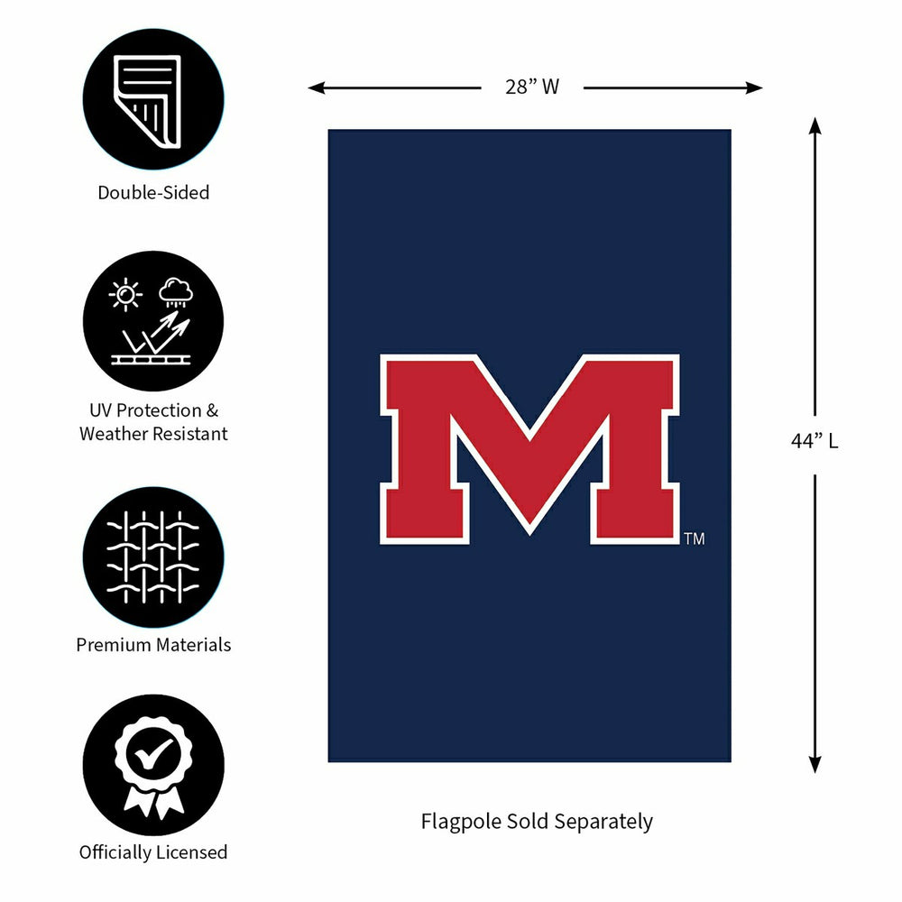 University of Mississippi Applique House Flag, Collegiate, Home