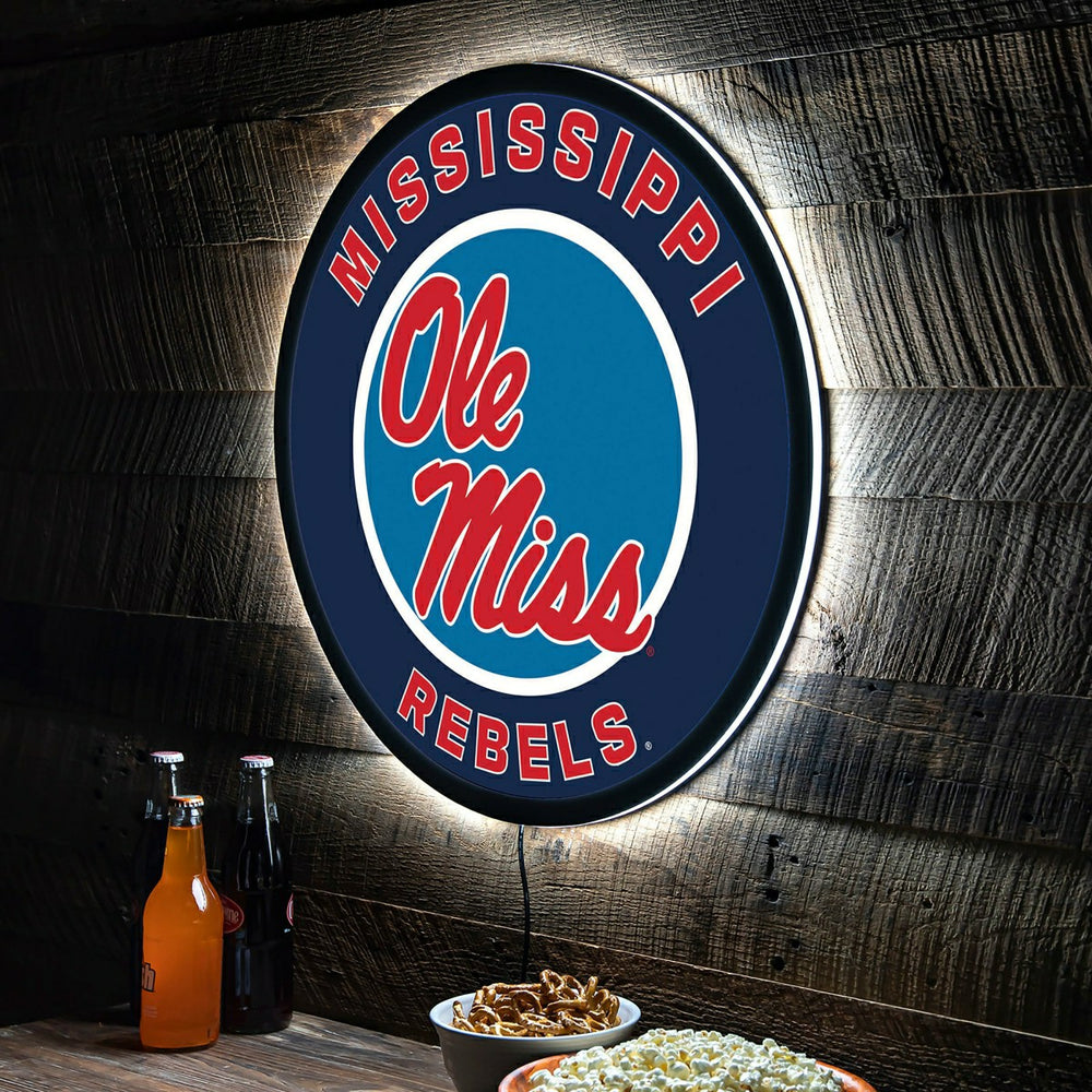LED Wall Decor, Round, University of Mississippi, Collegiate, Home