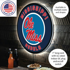 LED Wall Decor, Round, University of Mississippi, Collegiate, Home