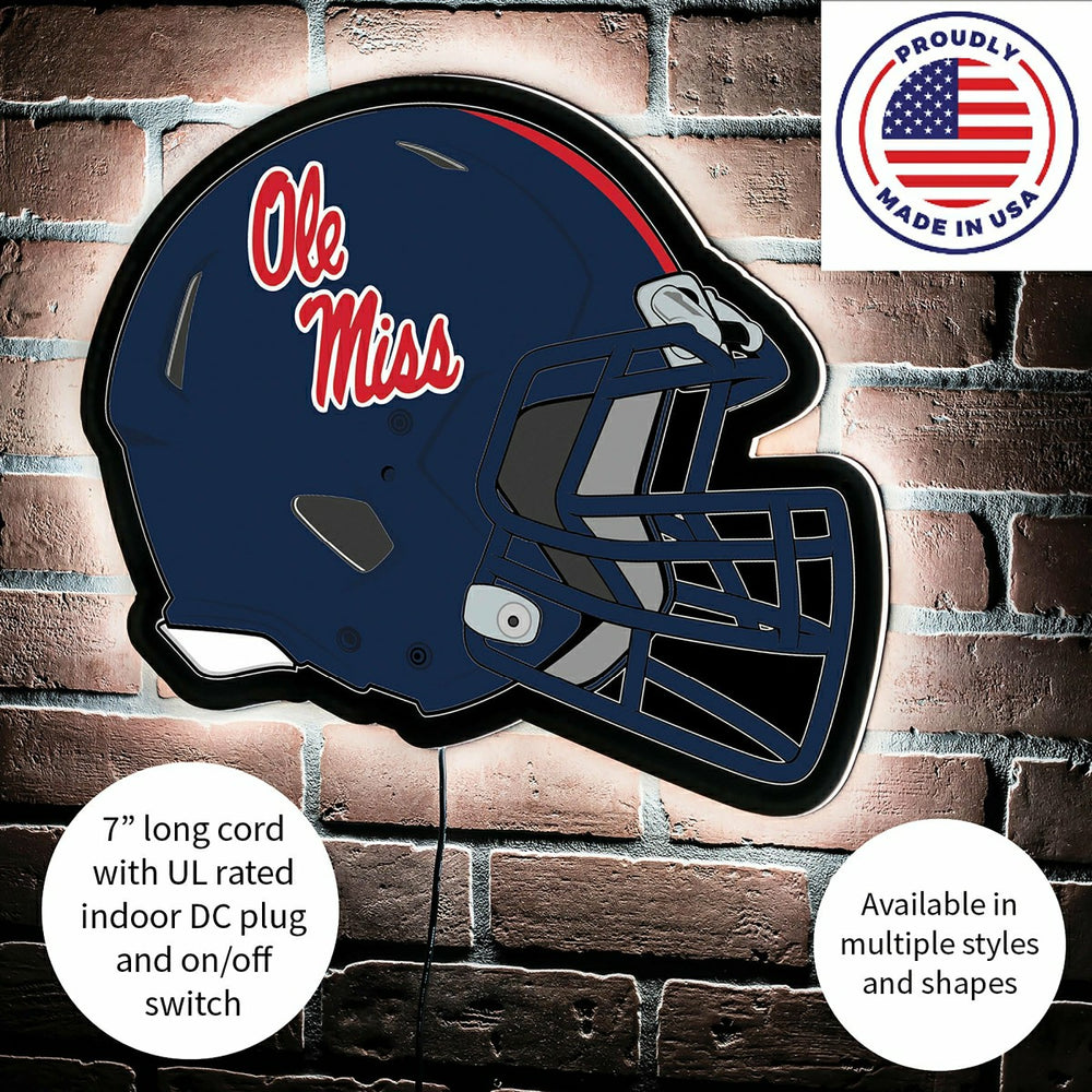 LED Wall Decor, Helmet, University of Mississippi, Collegiate, Home