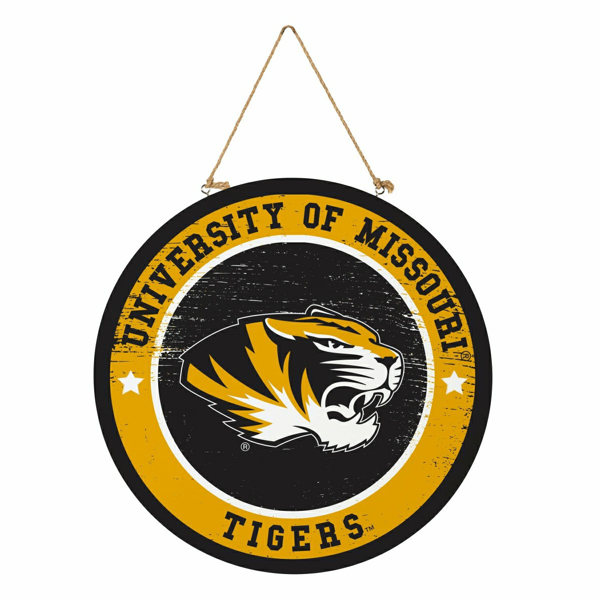 University of Missouri Round Door Décor with Hanging Rope, 18x18, Collegiate, Home