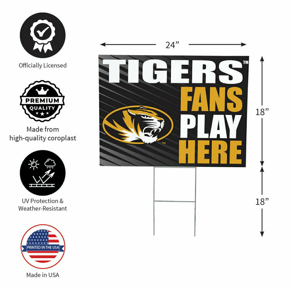 University of Missouri Coroplast Yard Sign "Fans Play Here", Collegiate, Home
