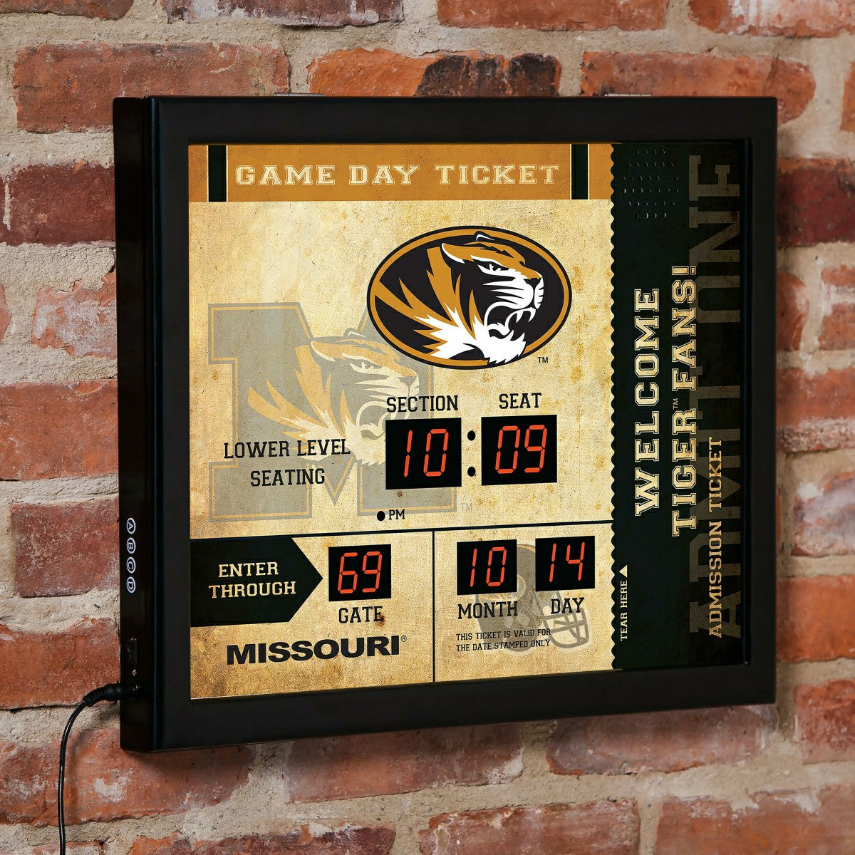 Scoreboard Wall Clock, Missouri, Collegiate, Home