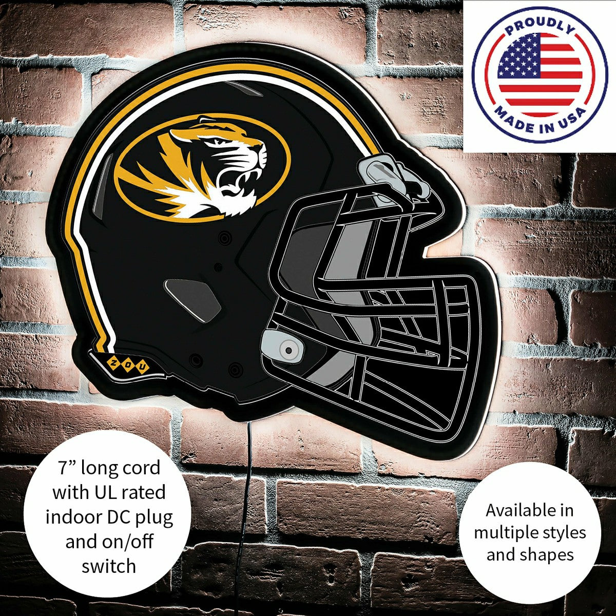 LED Wall Decor, Helmet, University of Missouri, Collegiate, Home