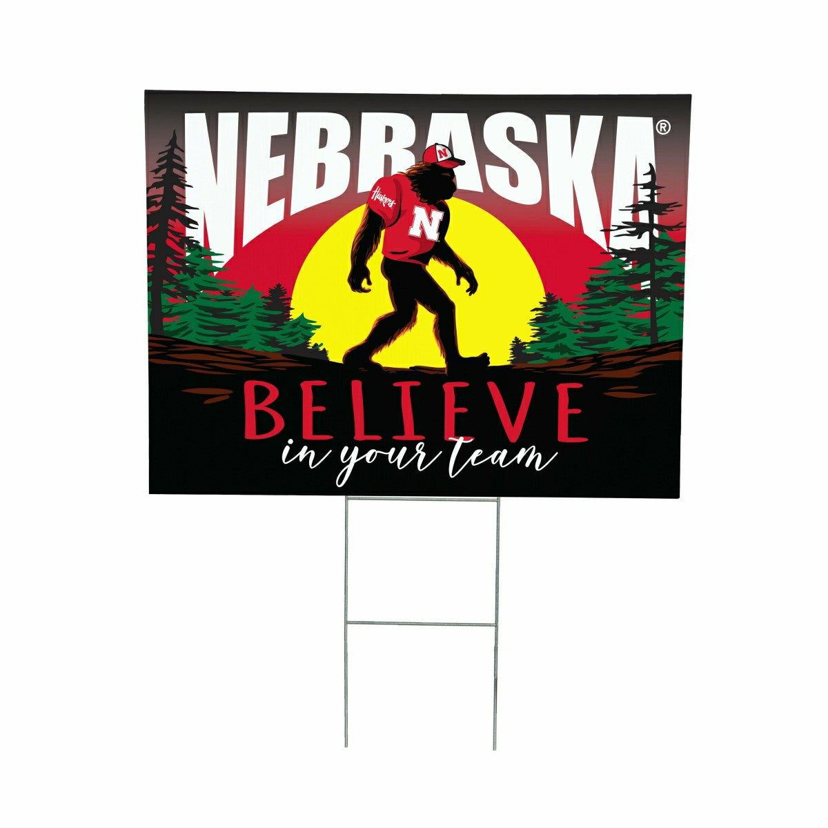University of Nebraska Yard Sign, Bigfoot, Collegiate, Home