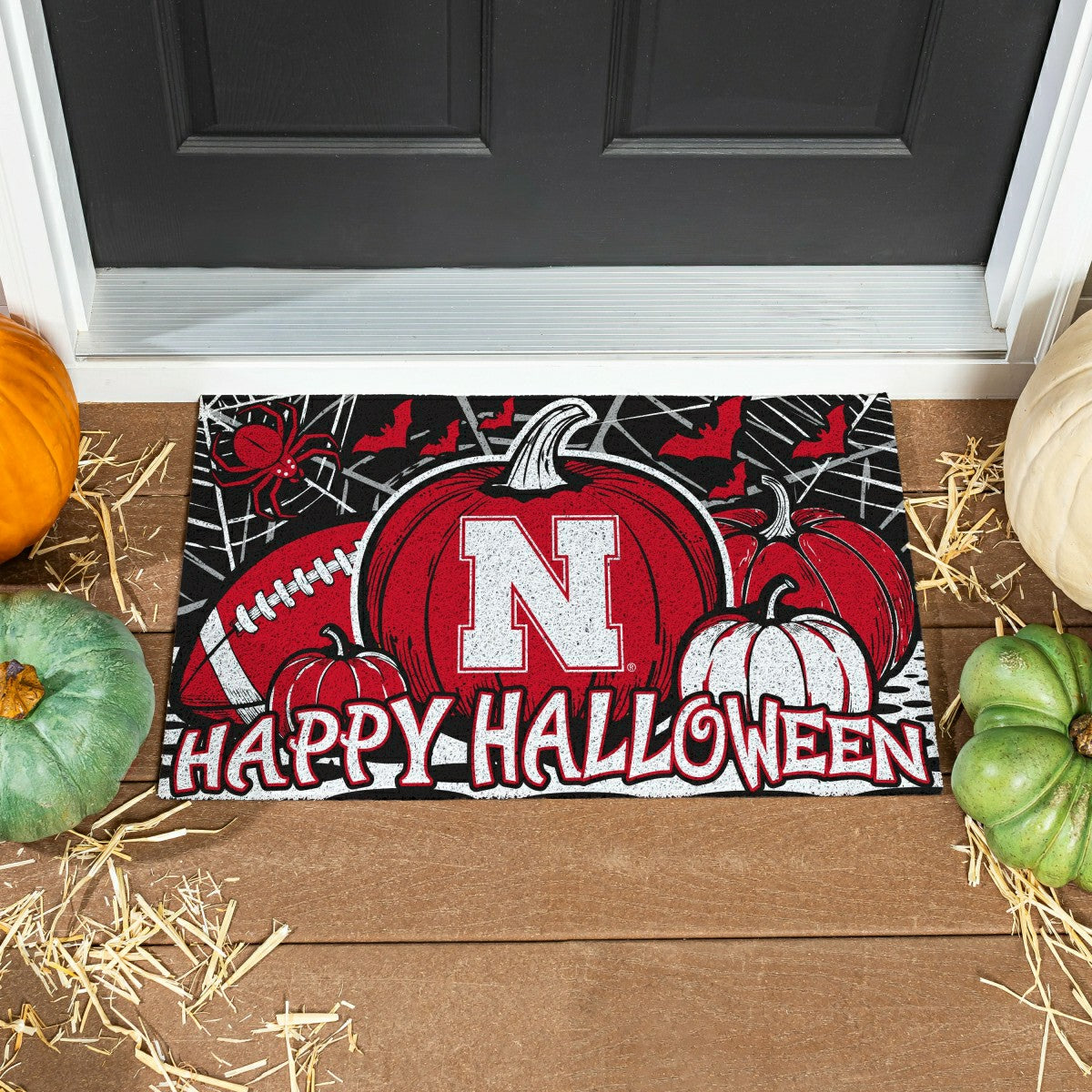 University of Nebraska Halloween PVC Mat, 28"x16", Collegiate