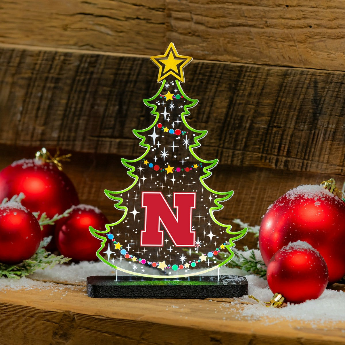 University of Nebraska College Holiday Tree Desklite LED Decor, Collegiate, Home