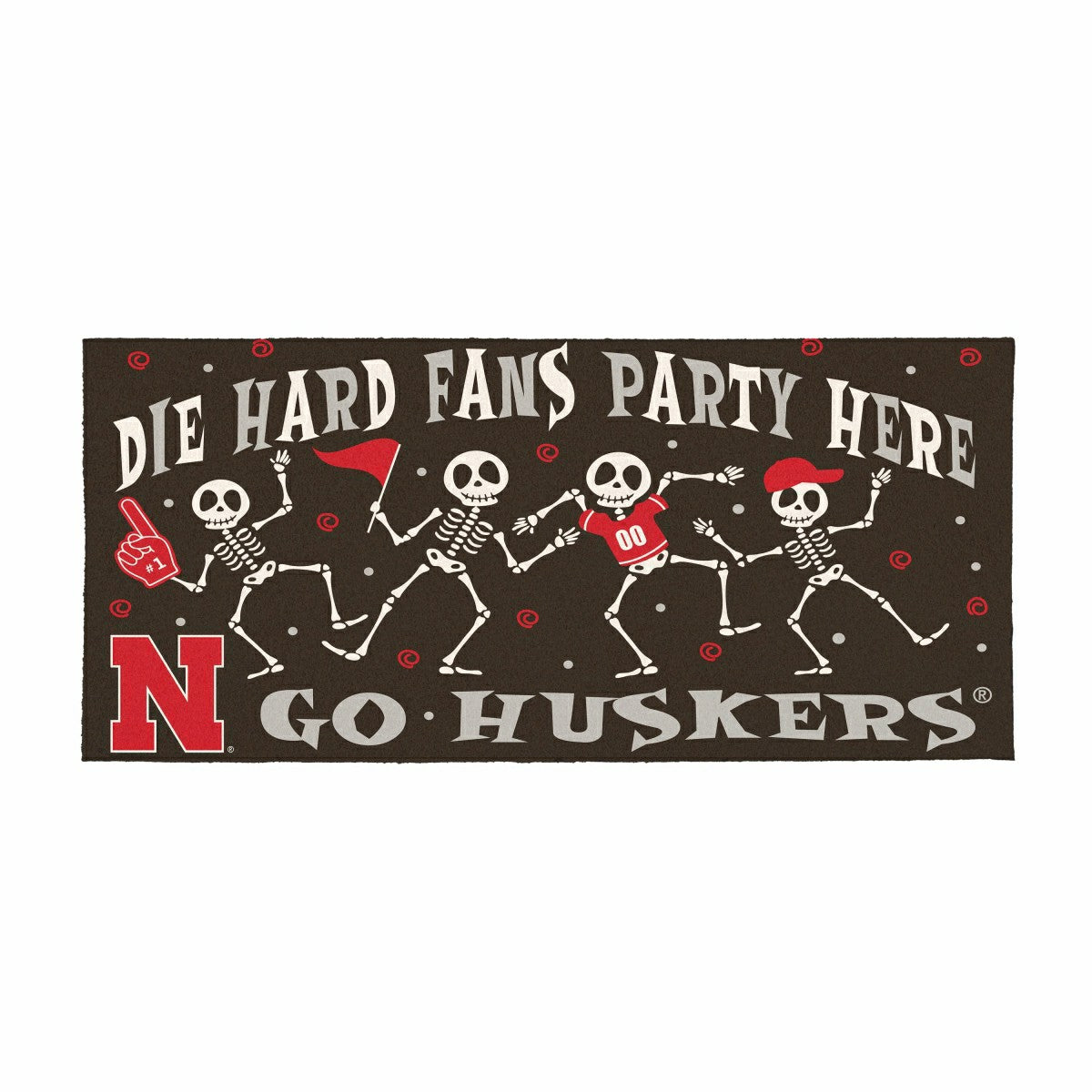 University of Nebraska Flocked Coir Halloween Sassafras Switch Mat, 22, Collegiate