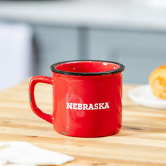 University of Nebraska Ceramic Camp Cup with Enamel Finish, 14oz, Collegiate, Home