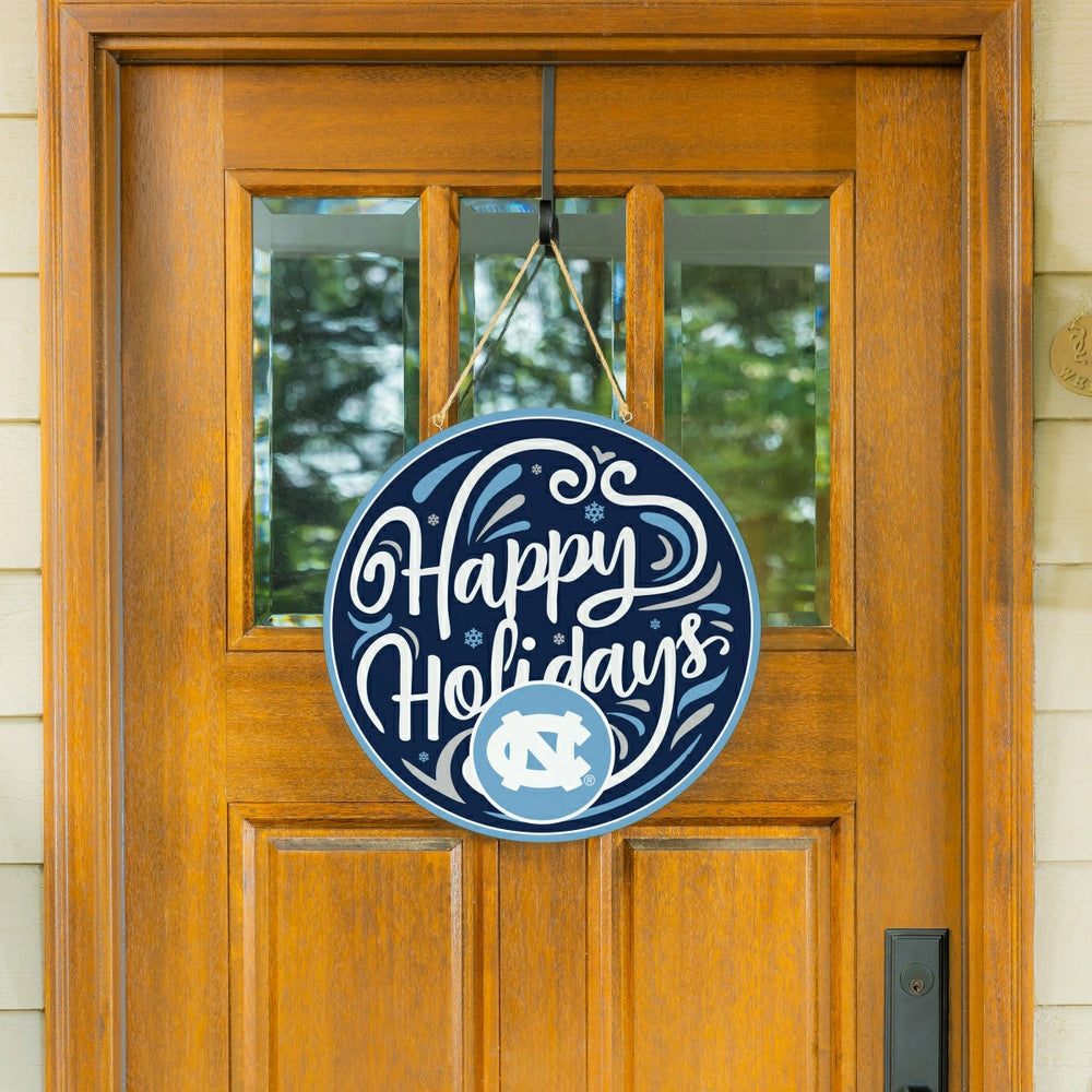 University of North Carolina Holiday Round Door Décor with Hanging Rop, Collegiate, Home