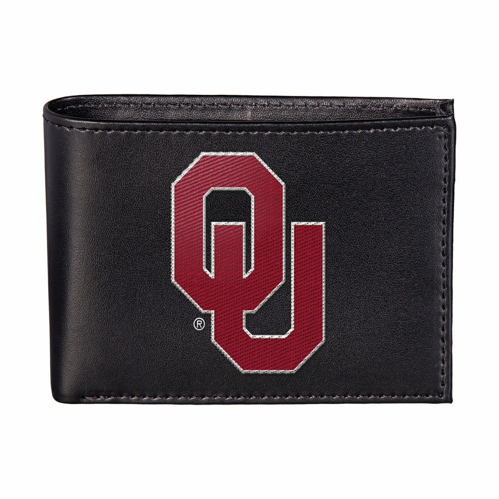 University of Oklahoma Black Bi-Fold Embroidered Wallet w/ RFID Blocking, Collegiate, Home