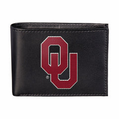 University of Oklahoma Black Bi-Fold Embroidered Wallet w/ RFID Blocking, Collegiate, Home