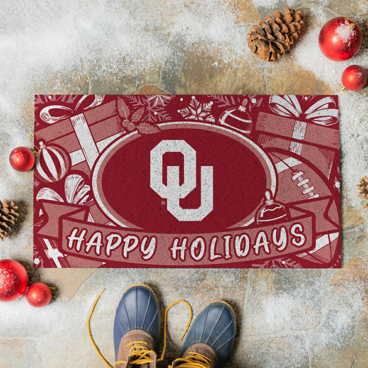University of Oklahoma Holiday PVC Mat, 28"x16", Collegiate