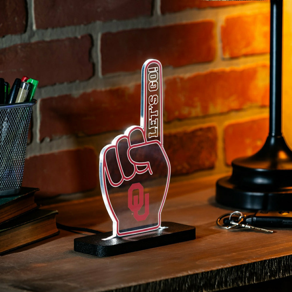 University of Oklahoma College Foam Finger Desklite LED Decor, Collegiate, Home