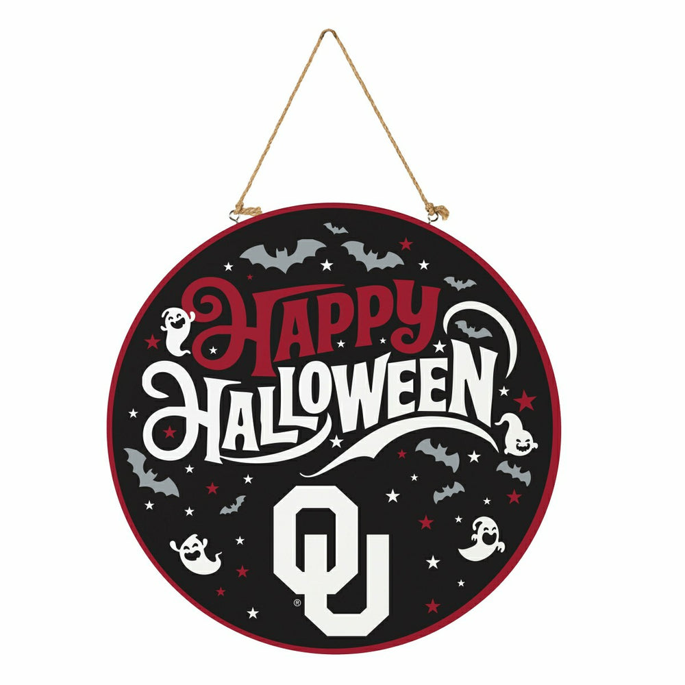 University of Oklahoma Halloween Round Door Décor with Hanging Rope, 1, Collegiate, Home