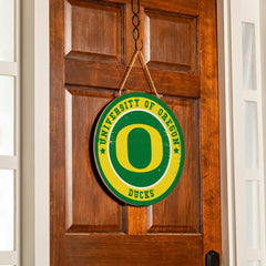 University of Oregon Round Door Décor with Hanging Rope, 18x18, Collegiate, Home