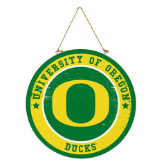 University of Oregon Round Door Décor with Hanging Rope, 18x18, Collegiate, Home