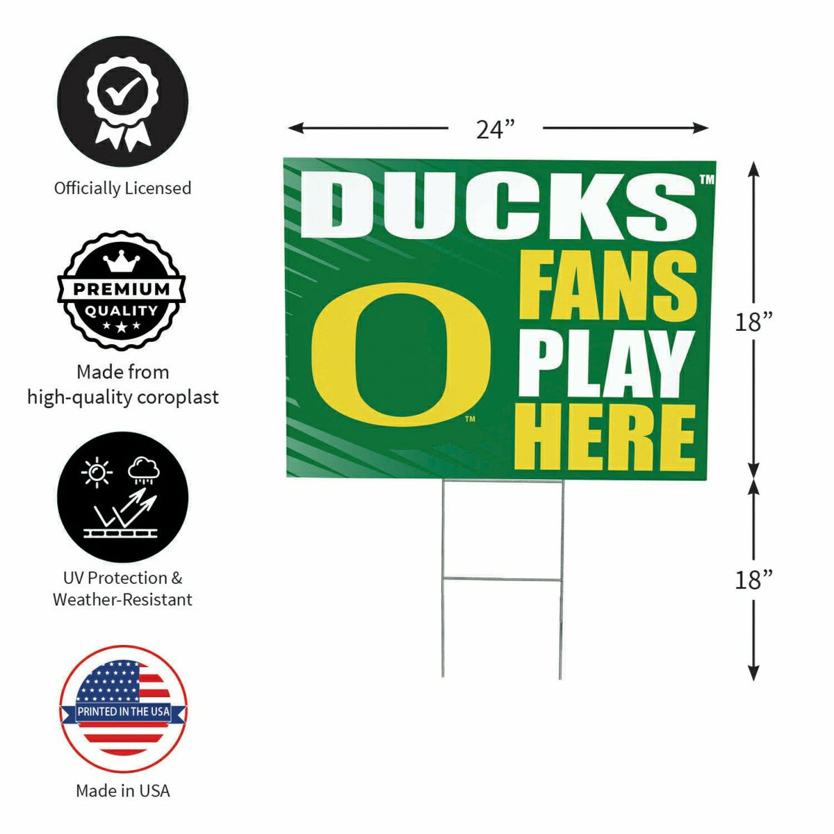University of Oregon Coroplast Yard Sign "Fans Play Here", Collegiate, Home