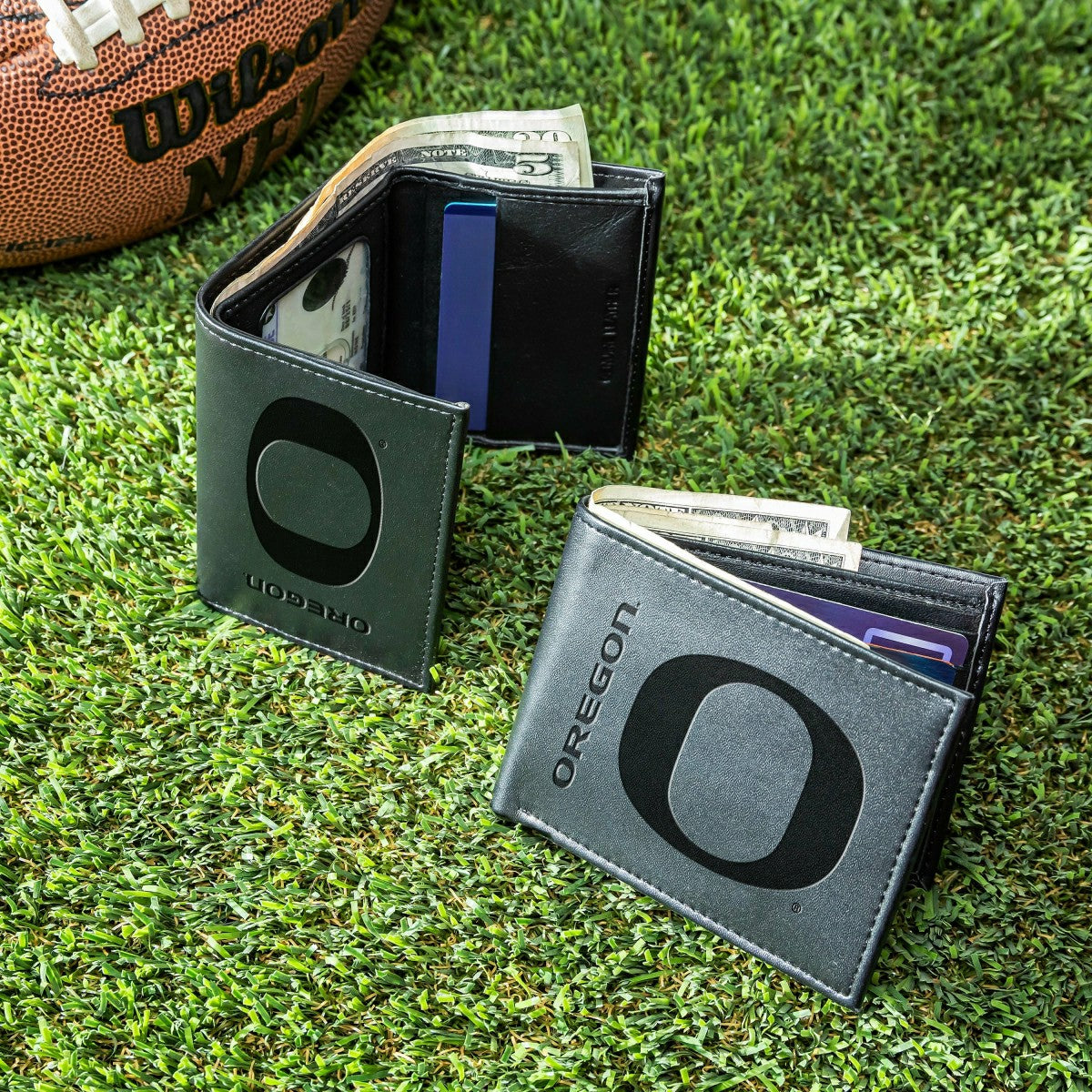 University of Oregon, Bi-Fold and Tri-Fold Wallet Gift Set, Black, Collegiate, Home