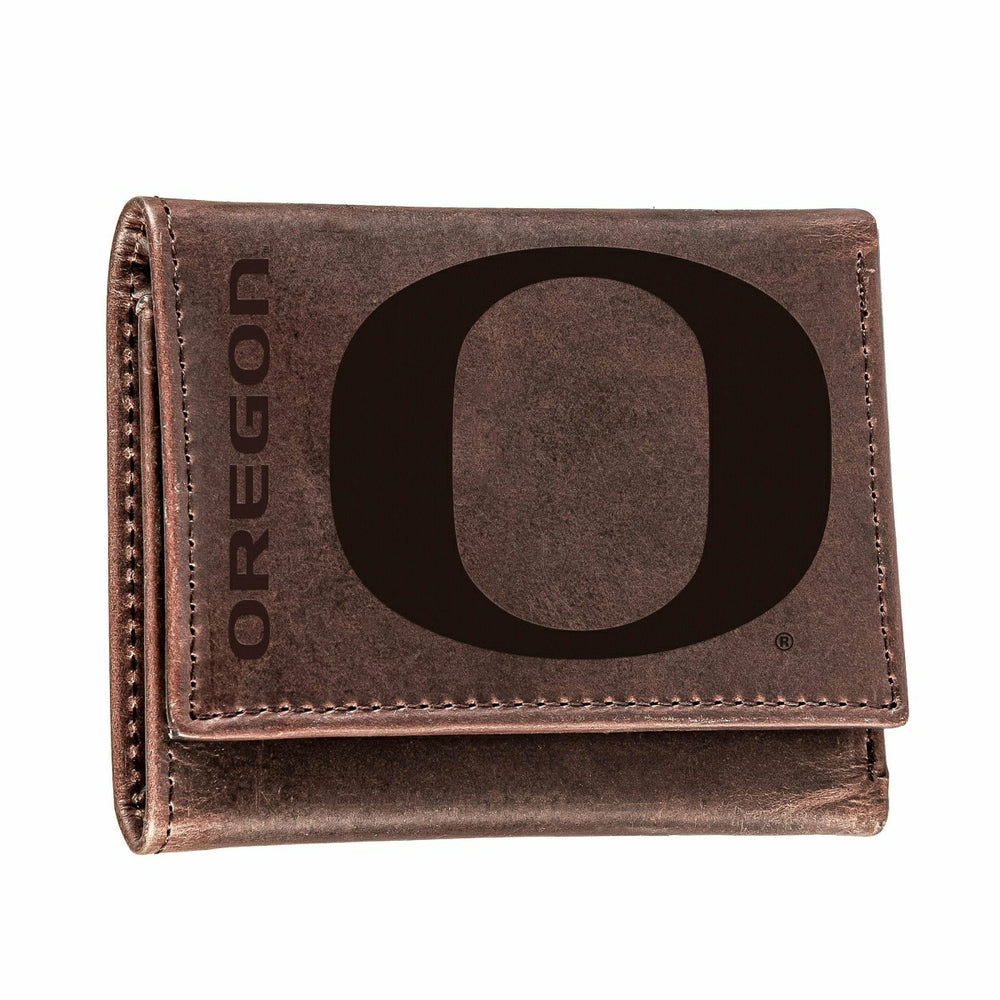 University of Oregon, Tri-Fold Wallet, Brown, CH, 100% Genuine Leather, Collegiate, Home