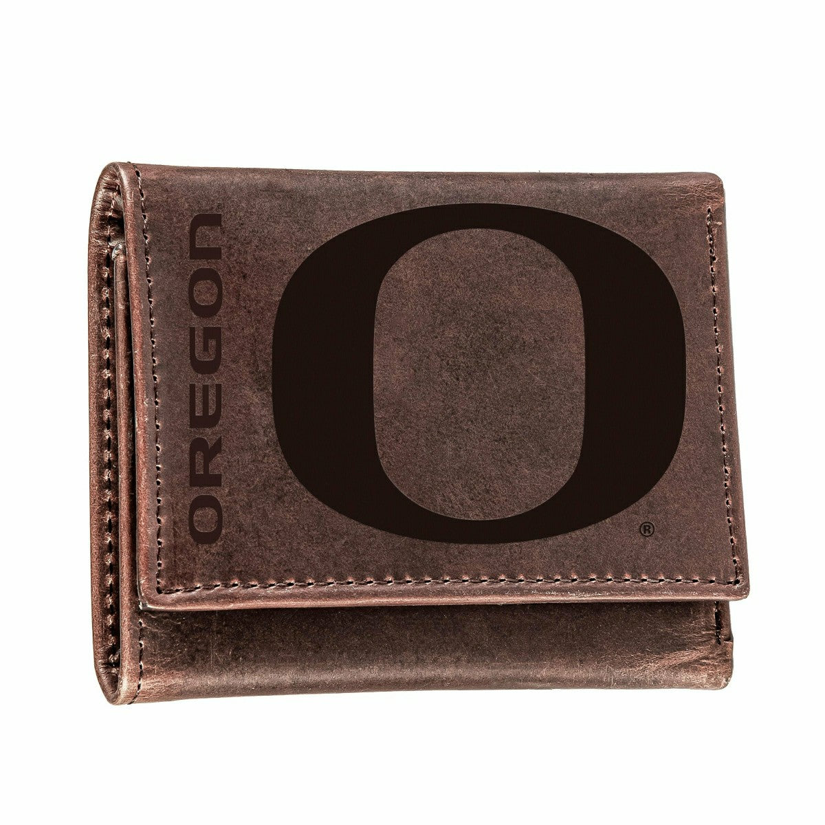 University of Oregon, Tri-Fold Wallet, Brown, CH, 100% Genuine Leather, Collegiate, Home