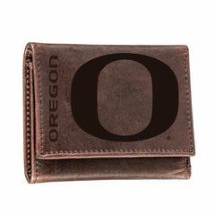 University of Oregon, Tri-Fold Wallet, Brown, CH, 100% Genuine Leather, Collegiate, Home