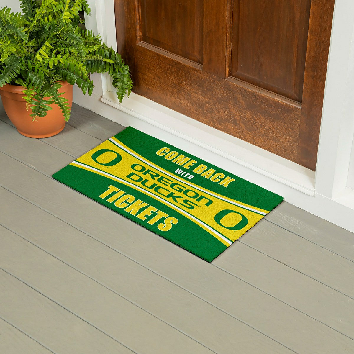 28" x 16" PVC Trapper Mat, Come Back with Tickets, University of Orego, Collegiate