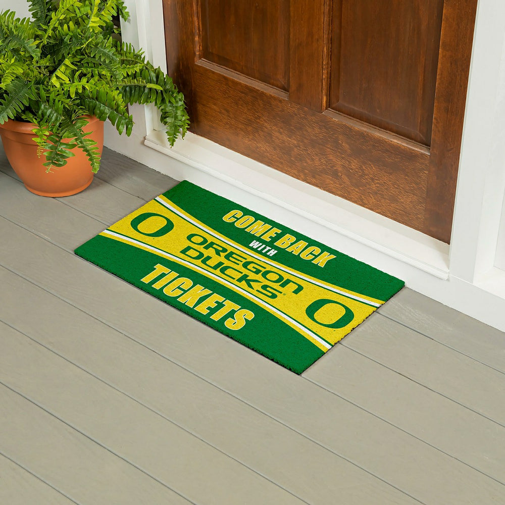 28" x 16" PVC Trapper Mat, Come Back with Tickets, University of Orego, Collegiate