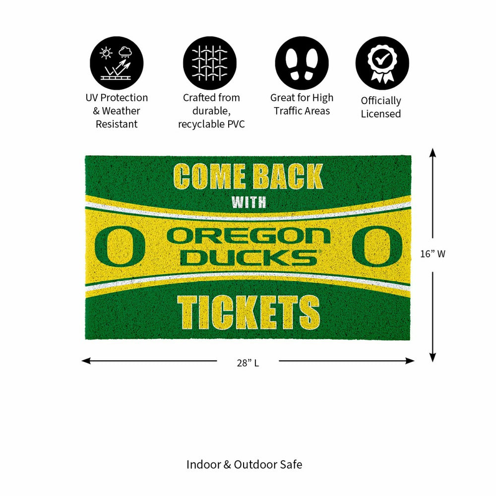 28" x 16" PVC Trapper Mat, Come Back with Tickets, University of Orego, Collegiate