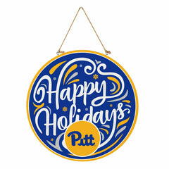 University of Pittsburgh Holiday Round Door Décor with Hanging Rope, 1, Collegiate, Home