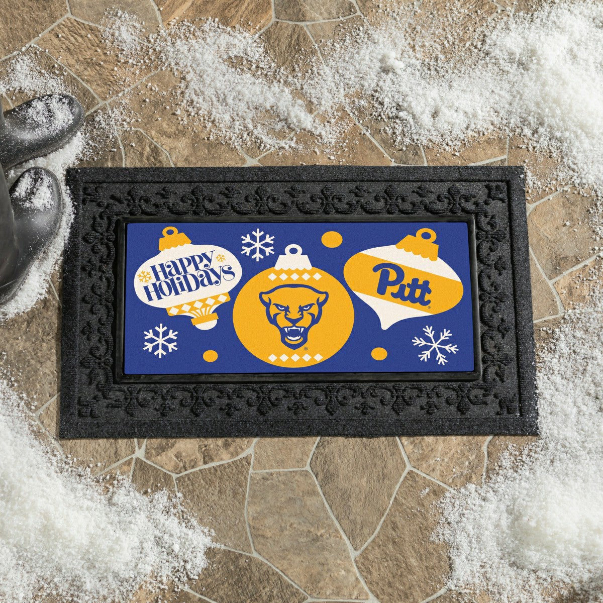 University of Pittsburgh Holiday Flocked Coir Sassafras Switch Mat, 22, Collegiate