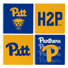 University of Pittsburgh Ceramic Coasters Set, 4pcs with Wood Caddy, Collegiate, Home