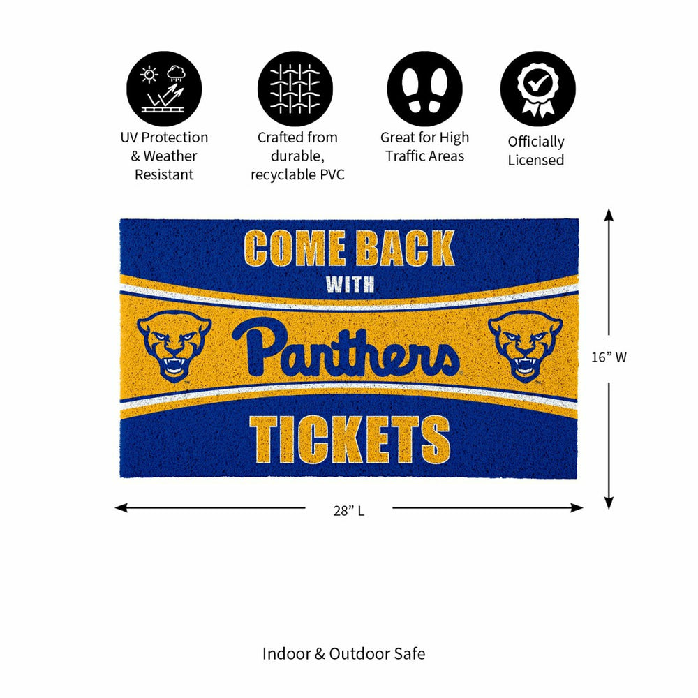 28" x 16" PVC Trapper Mat, Come Back with Tickets, University of Pitts, Collegiate