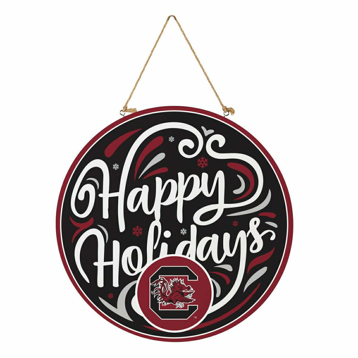 University of South Carolina Holiday Round Door Décor with Hanging Rop, Collegiate, Home