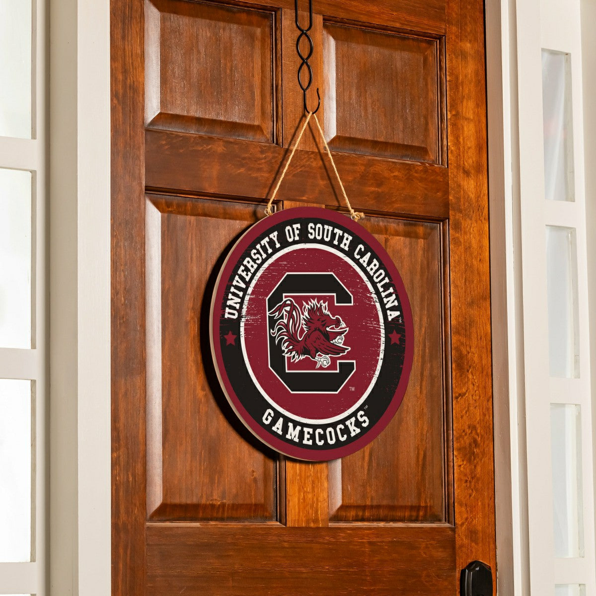 University of South Carolina Round Door Décor with Hanging Rope, 18x18, Collegiate, Home