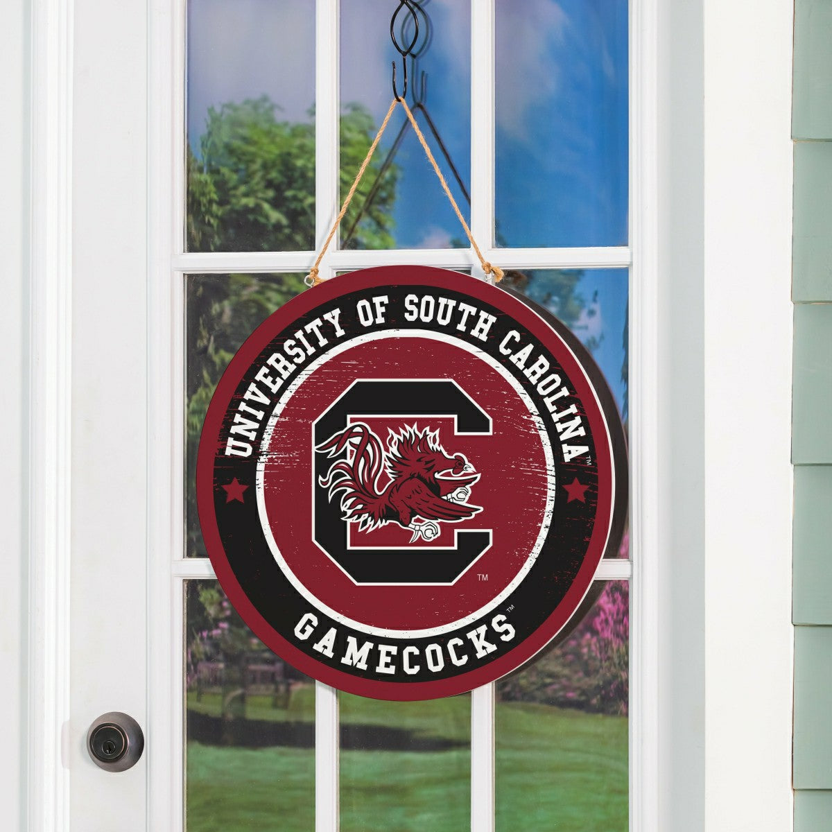 University of South Carolina Round Door Décor with Hanging Rope, 18x18, Collegiate, Home