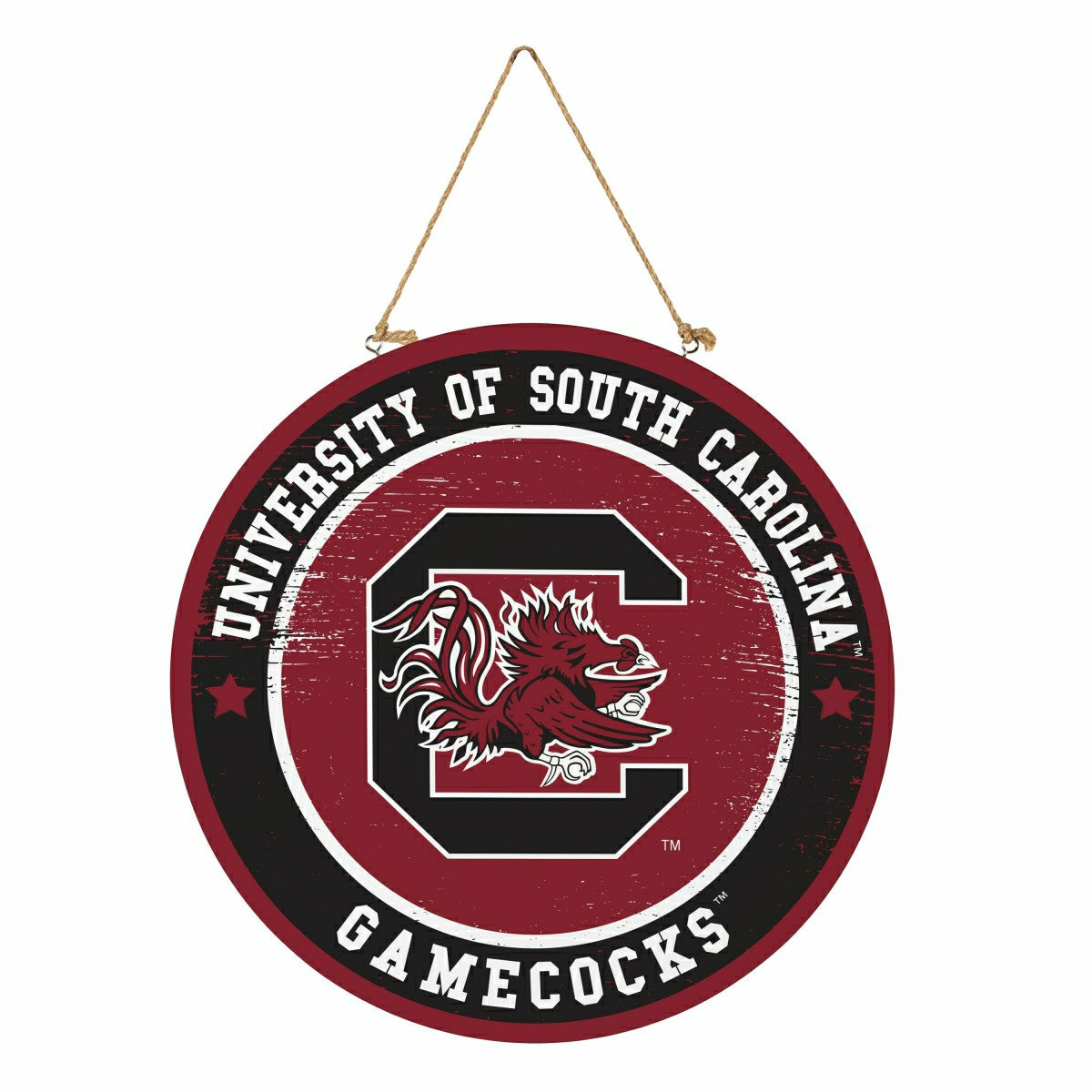 University of South Carolina Round Door Décor with Hanging Rope, 18x18, Collegiate, Home