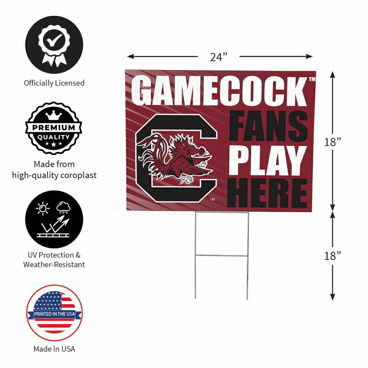 University of South Carolina Coroplast Yard Sign "Fans Play Here", Collegiate, Home