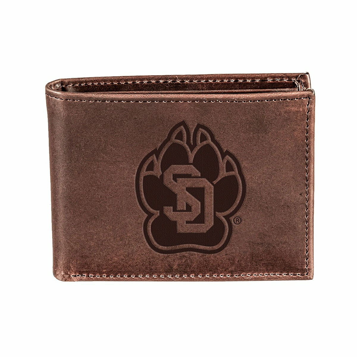 University of South Dakota, Bi-Fold Wallet, Brown, CH, 100% Genuine Le, Collegiate, Home