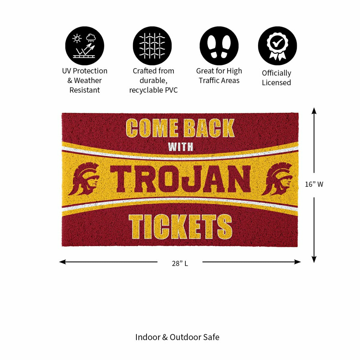 28" x 16" PVC Trapper Mat, Come Back with Tickets, University of South, Collegiate